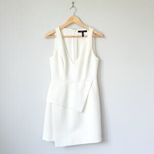 BCBGMAXAZRIA Sleeveless V-Neck Lined Fit & Flare Mini Dress White 6